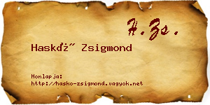 Haskó Zsigmond névjegykártya